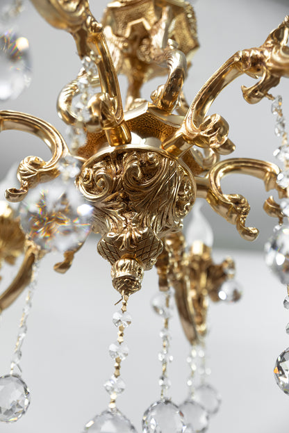 نجفة، 6 مصابيح، نحاس، 68×85 سم - ذهب عيار 24