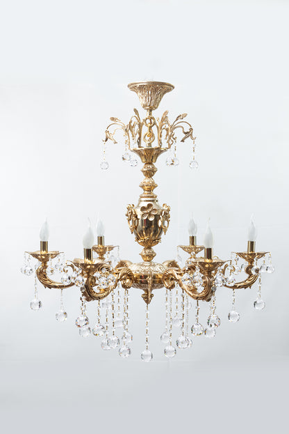 نجفة لانسر، 6 لمبة، نحاسية، 83×90 سم - ذهب عيار 24