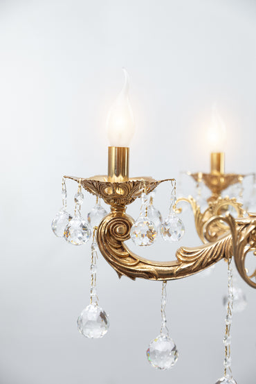 نجفة لانسر، 6 لمبة، نحاسية، 83×90 سم - ذهب عيار 24