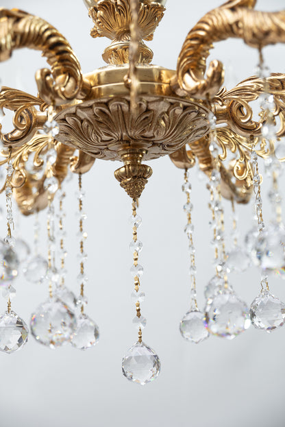 نجفة لانسر، 6 لمبة، نحاسية، 83×90 سم - ذهب عيار 24