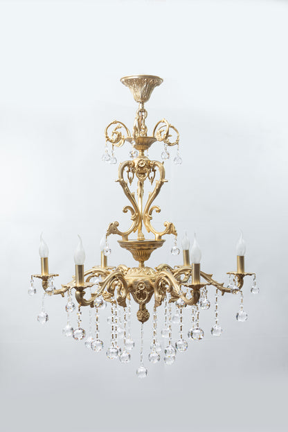 نجفة على شكل عرف الديك، 6 مصابيح، نحاس، 80×95 سم - ذهب عيار 24