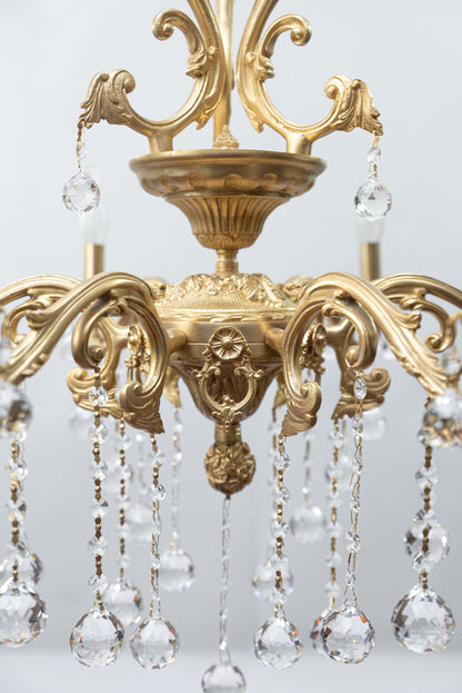 نجفة على شكل عرف الديك، 6 مصابيح، نحاس، 80×95 سم - ذهب عيار 24