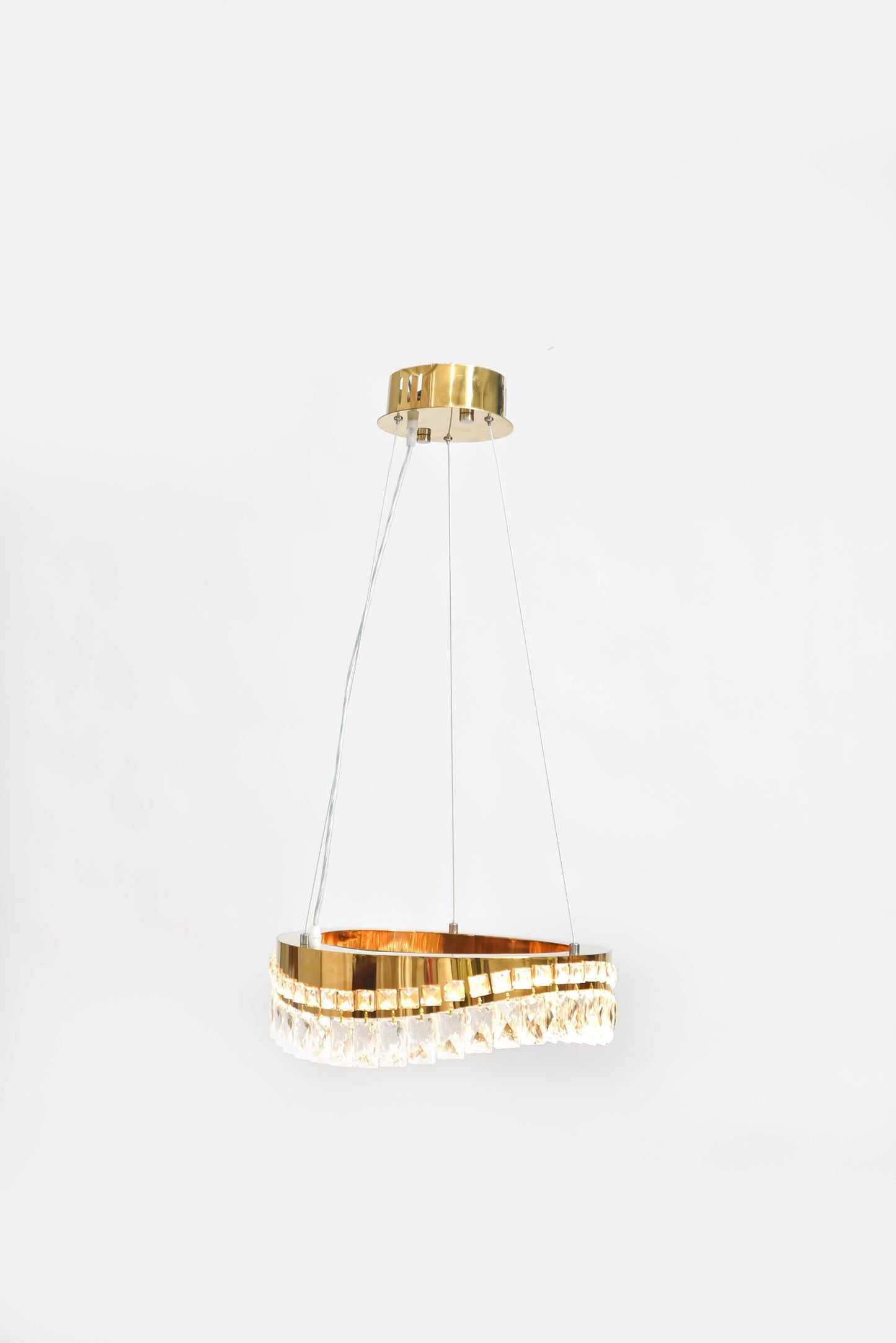 Round LED chandelier with a square love wave, 40 cm, code 5661 (gold pvd color)
