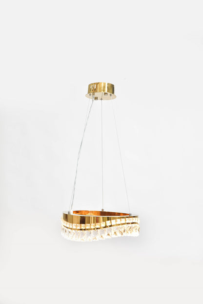 Round LED chandelier with a square love wave, 40 cm, code 5661 (gold pvd color)