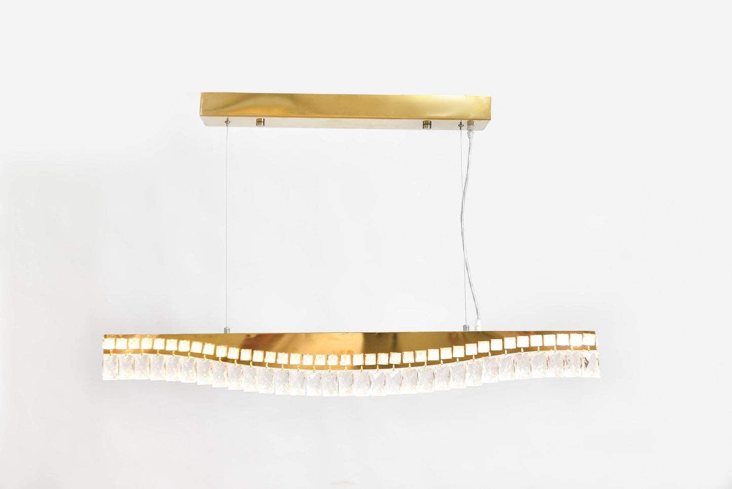 LED chandelier with a square love pattern, 100 cm, code 5661, gold color