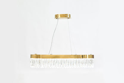 نجفة بيضاوية الشكل مزودة بإضاءة LED، طولها 90 سم، المنتج 5660، لون ذهبي