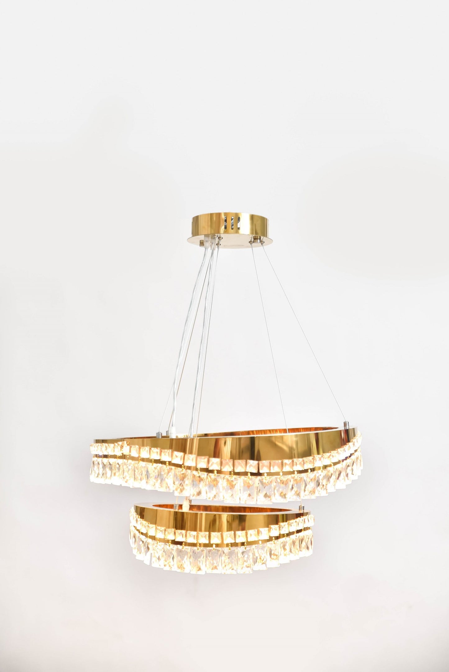 LED chandelier round 60 cm 2 floors code 5661 gold color