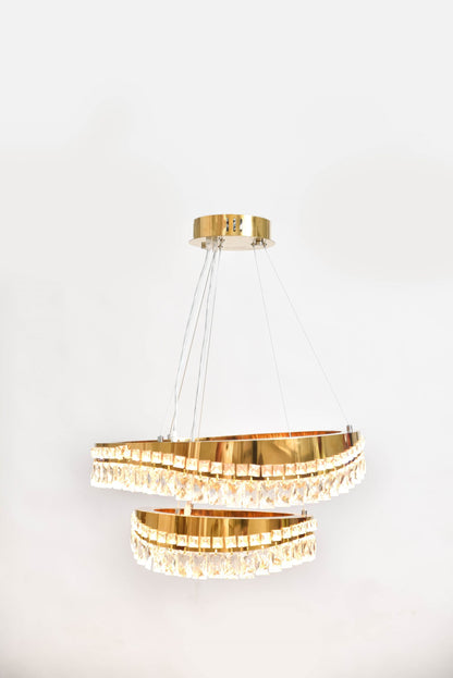 LED chandelier round 60 cm 2 floors code 5661 gold color