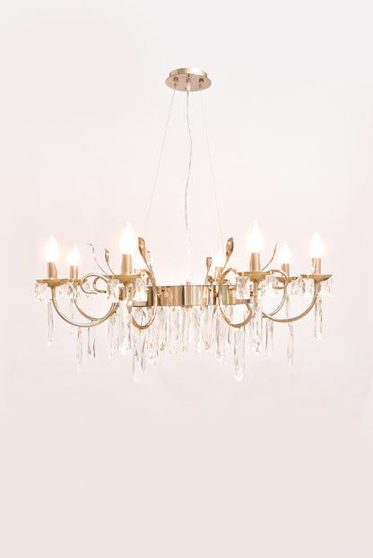 نجفة دائرية 8 لمبة، 90 سم - سوليتير ذهبي - 5665