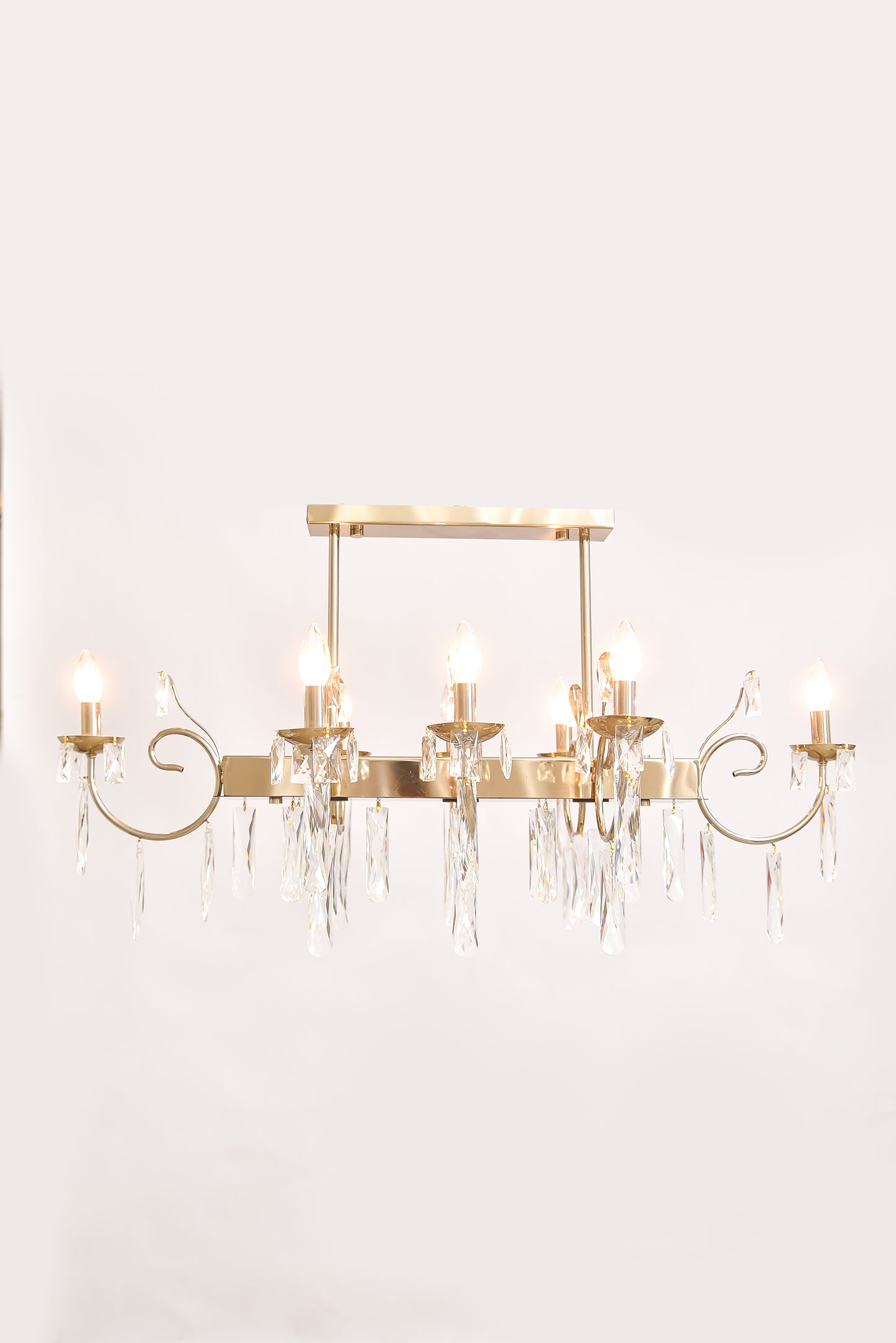 Rectangular chandelier 106*60 cm 8 arms code 5665 solitaire gold
