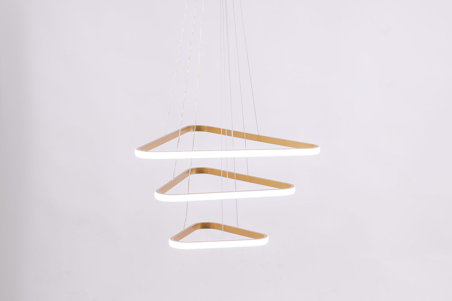 Triangle LED Chandelier, Metal, 75×50cm - Gold