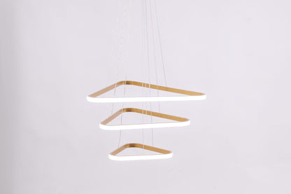 Triangle LED Chandelier, Metal, 75×50cm - Gold
