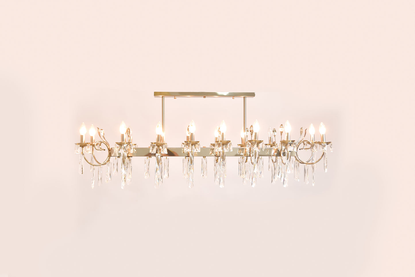 Rectangular chandelier 150*60 cm 16 arms code 5665 solitaire gold