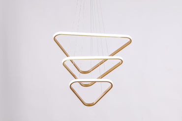 Triangle LED Chandelier, Metal, 75×50cm - Gold