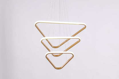 Triangle LED Chandelier, Metal, 75×50cm - Gold