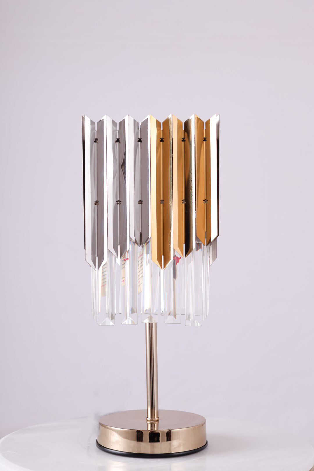 Arrow table lamp 20 cm round 2 bulbs code 2013 chrome x gold