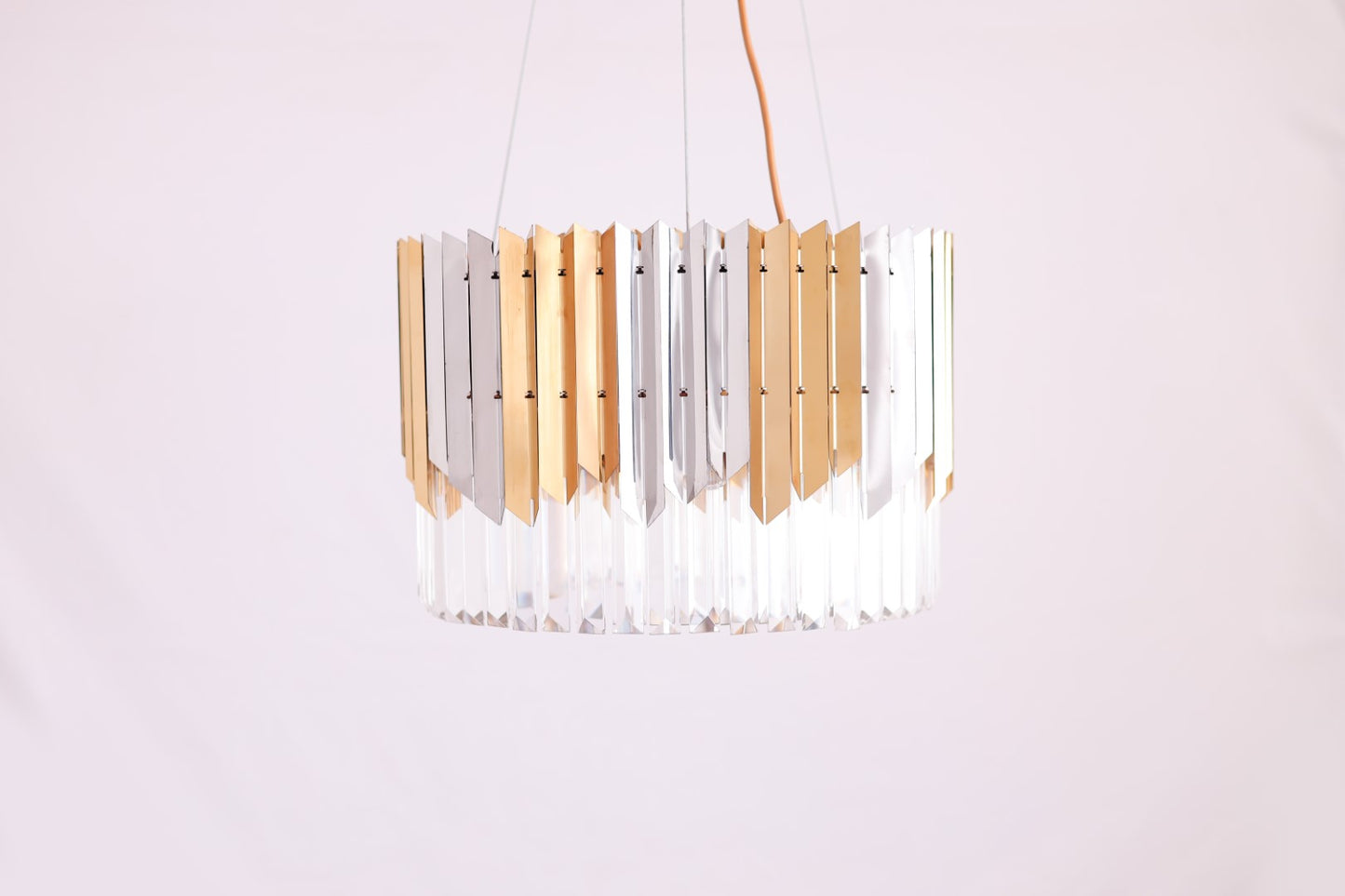 نجفة دائرية على شكل سهم، 6 مصابيح، من الفولاذ المقاوم للصدأ، 40×50 سم - فضي