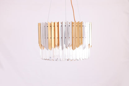 نجفة دائرية على شكل سهم، 6 مصابيح، من الفولاذ المقاوم للصدأ، 40×50 سم - فضي