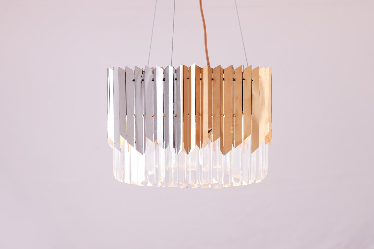 نجفة دائرية على شكل سهم، 6 مصابيح، من الفولاذ المقاوم للصدأ، 40×50 سم - فضي