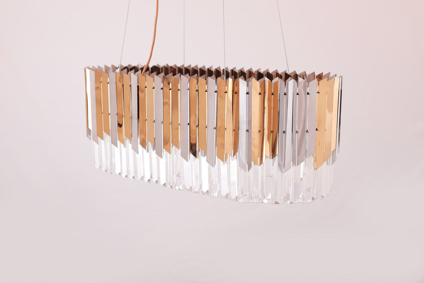 نجفة بيضاوية على شكل سهم، 10 مصابيح، من الفولاذ المقاوم للصدأ، 100×75 سم - فضي