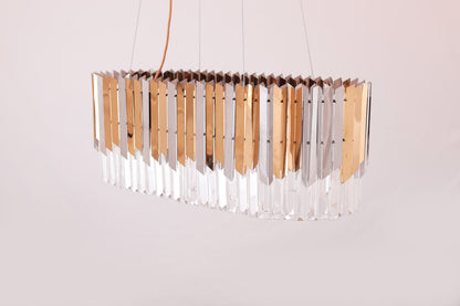 نجفة بيضاوية على شكل سهم، 10 مصابيح، من الفولاذ المقاوم للصدأ، 100×75 سم - فضي