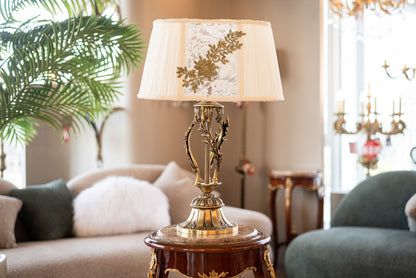 XL feather table lamp Italian bronze with lamp shade