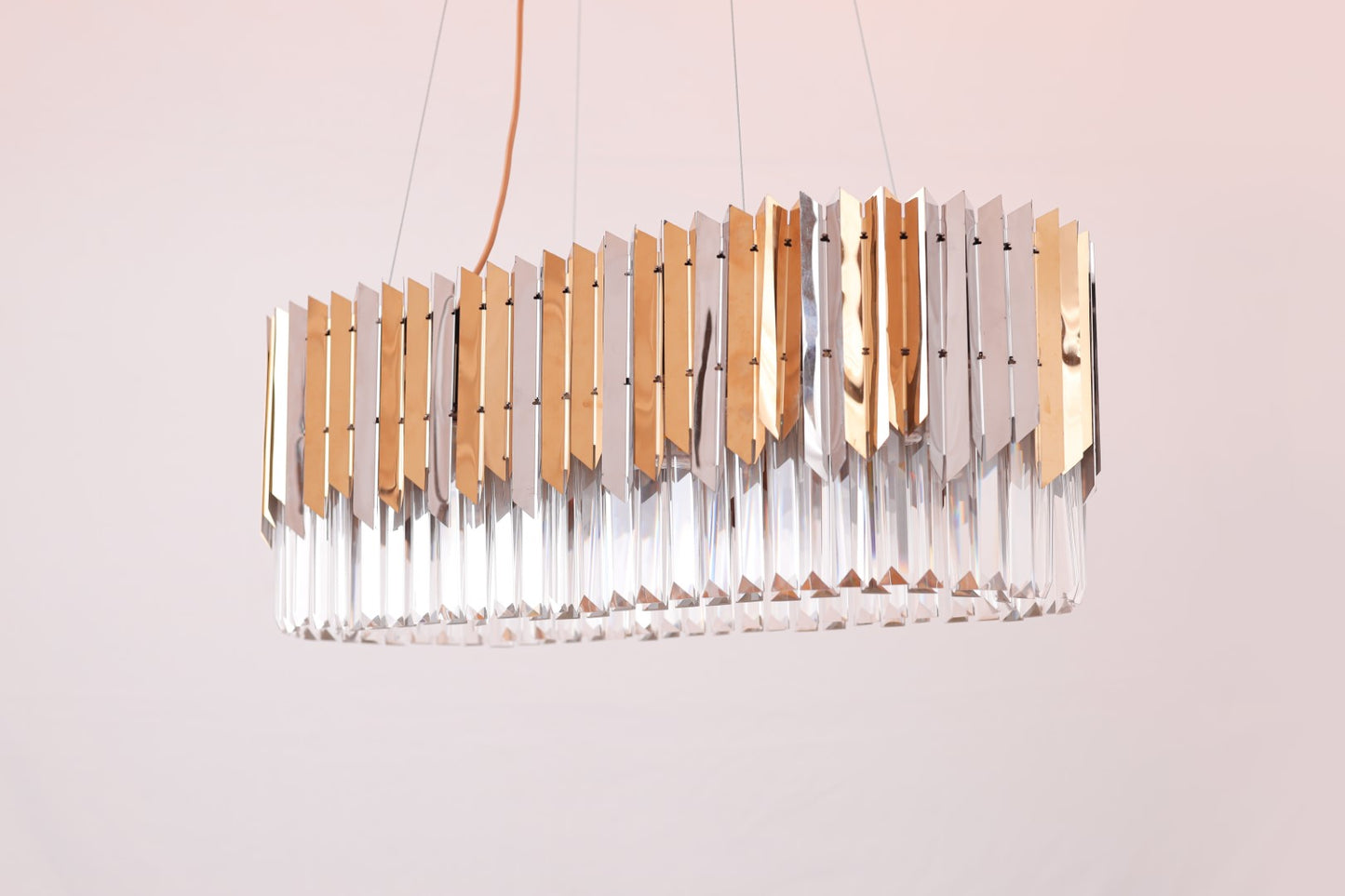 نجفة بيضاوية على شكل سهم، 10 مصابيح، من الفولاذ المقاوم للصدأ، 100×75 سم - فضي