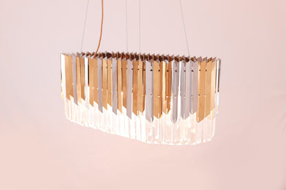 نجفة بيضاوية على شكل سهم، 10 مصابيح، من الفولاذ المقاوم للصدأ، 100×75 سم - فضي