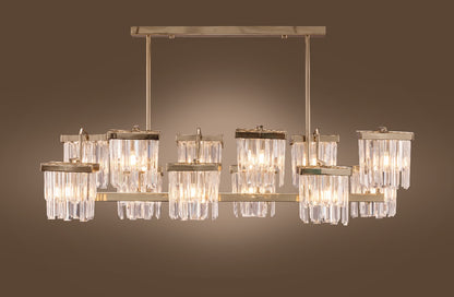 Curtain Crystal Chandelier, 12 Lights, Metal, 110×60cm - Solitaire Gold