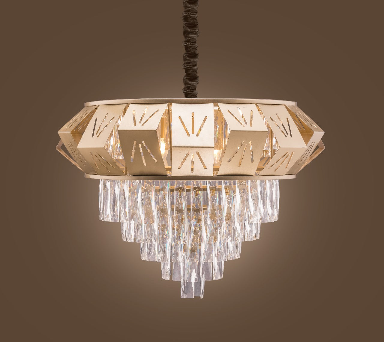 Chandelier, 70 cm, Jewel 5513, with new crystal, sprayed with champagne gold