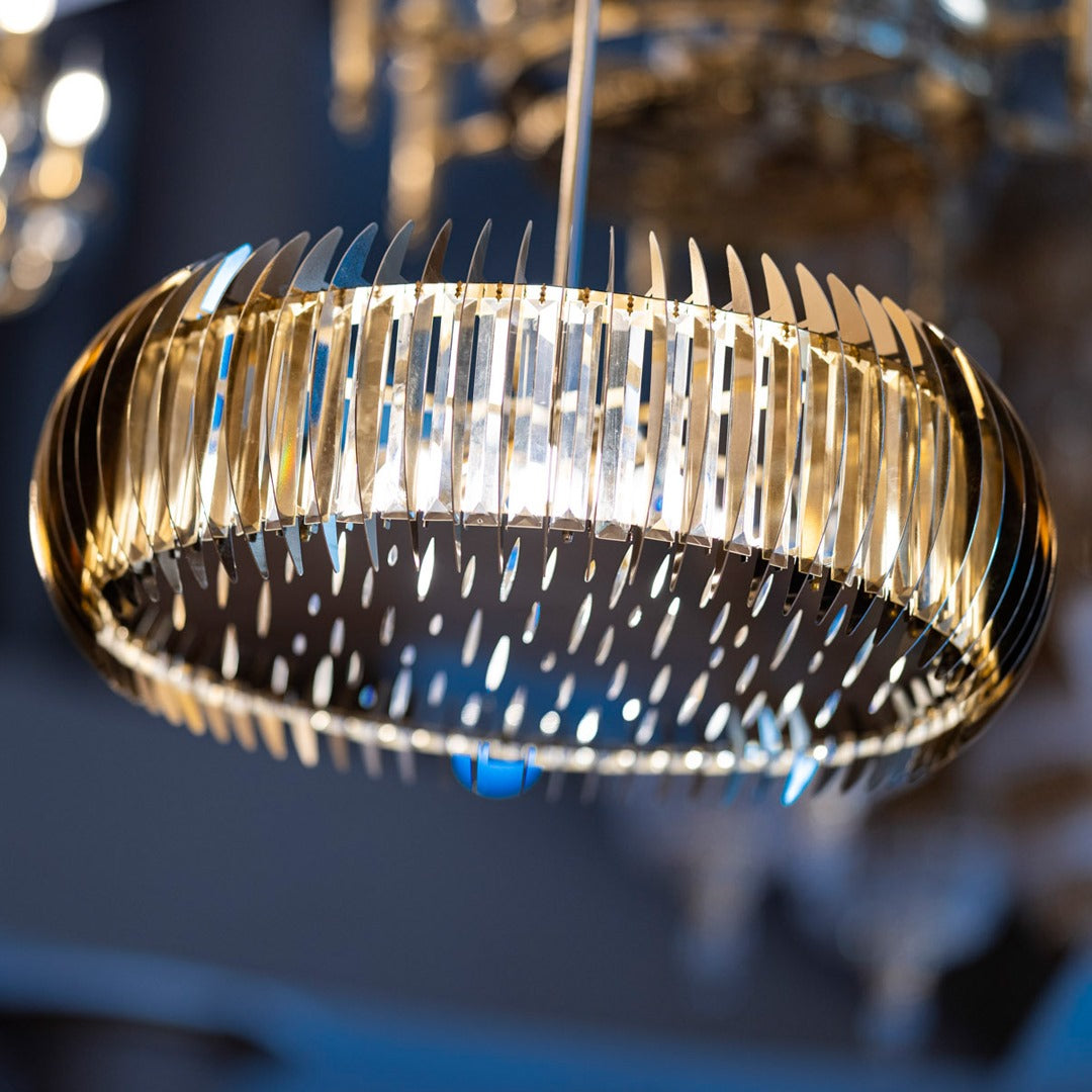 نجفة كريسنت، 8 لمبة، 50×60 سم سوليتر ذهبي من قنديل مصر - Crescent Chandelier, 8 Lights, 50×60cm Solitaire Gold|Kandil Egypt