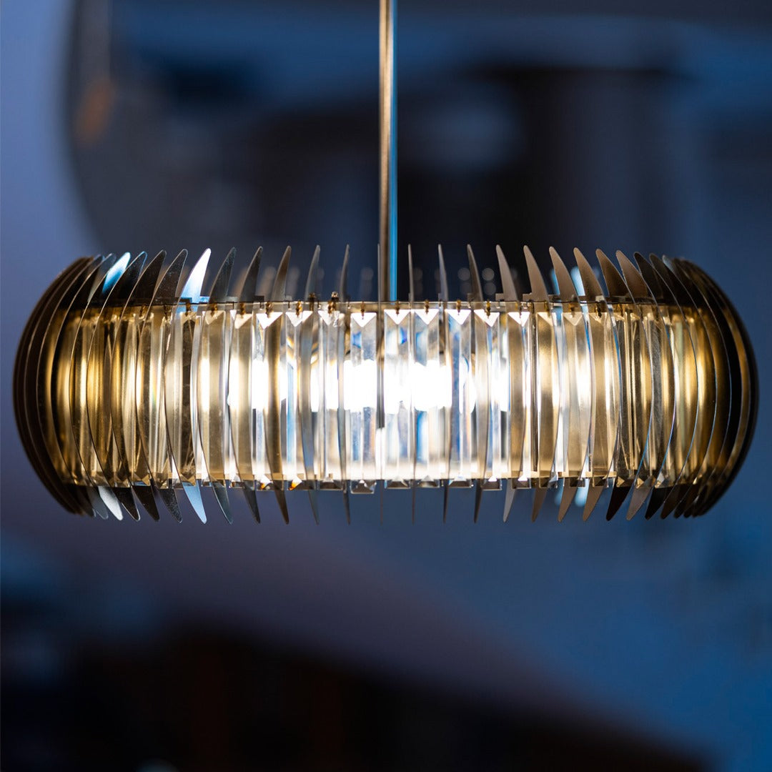نجفة كريسنت، 8 لمبة، 50×60 سم سوليتر ذهبي من قنديل مصر - Crescent Chandelier, 8 Lights, 50×60cm Solitaire Gold|Kandil Egypt