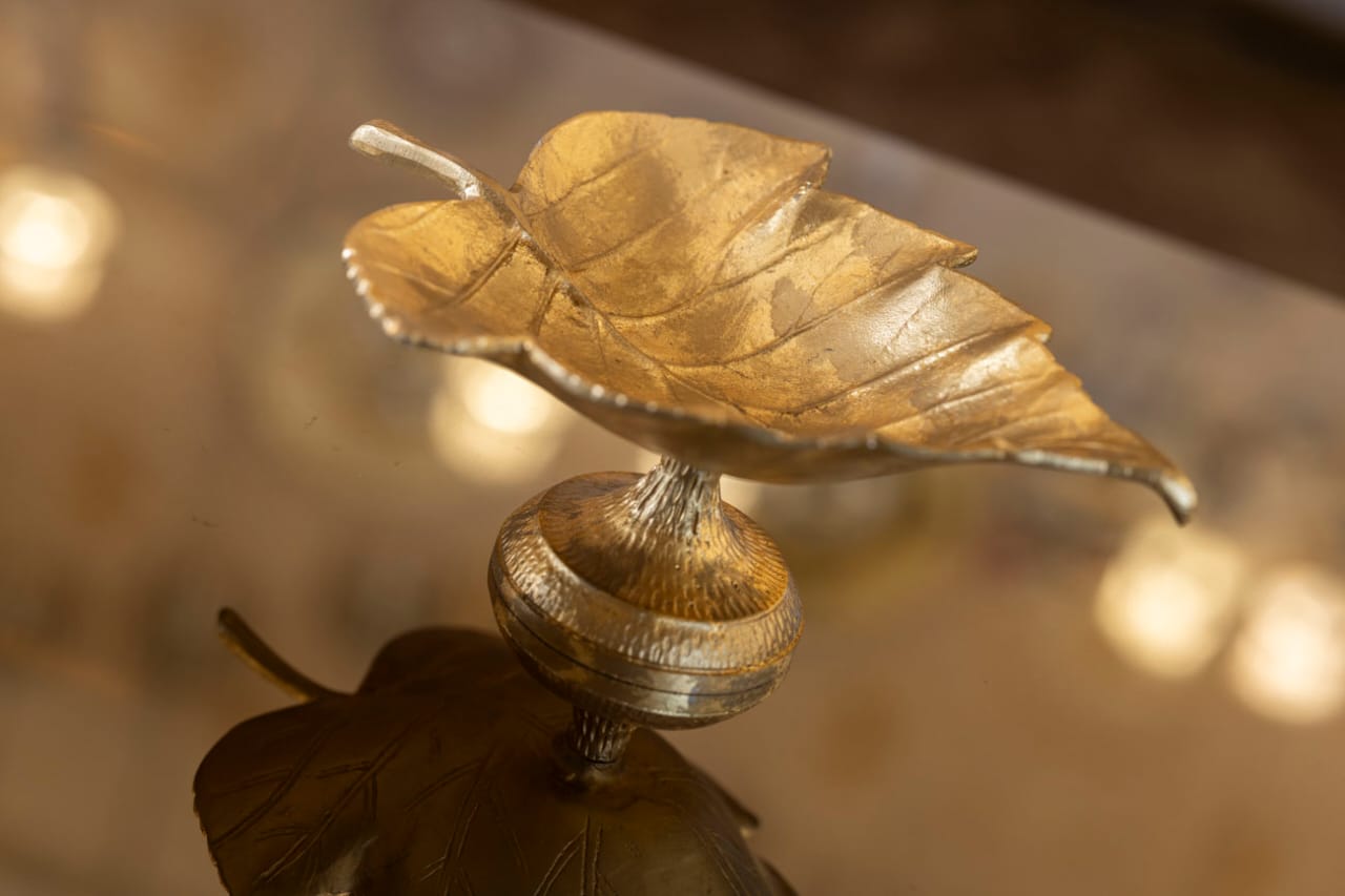 French golden round base grape leaf