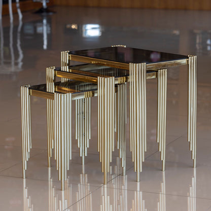 Set of 3 pieces rectangular table 70 x 50 height 55 cm 5444 PVD