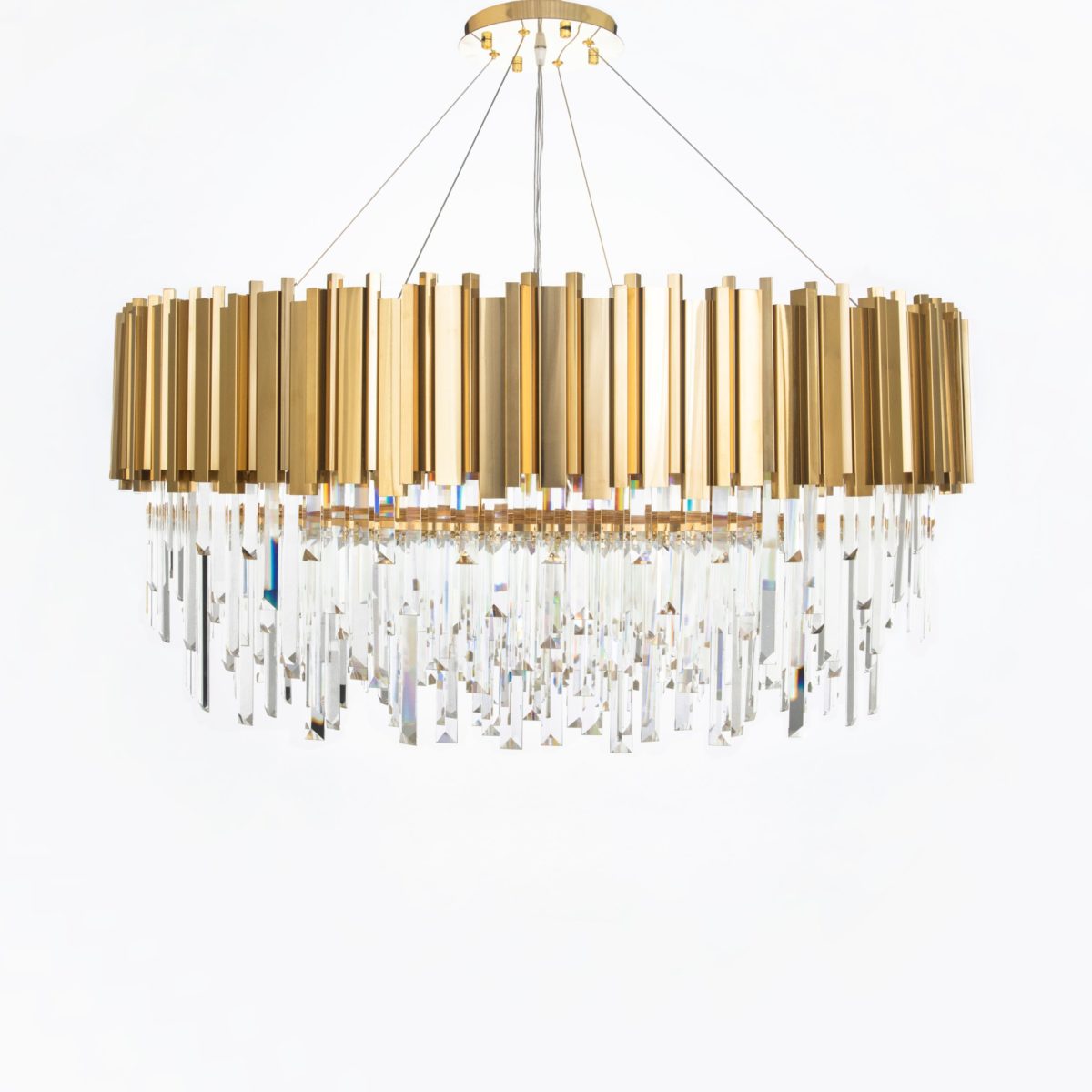 Floor Pipes Chandelier, 8 Lights, Metal, 80×80cm - Solitaire Gold