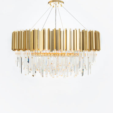 Floor Pipes Chandelier, 8 Lights, Metal, 80×80cm - Solitaire Gold