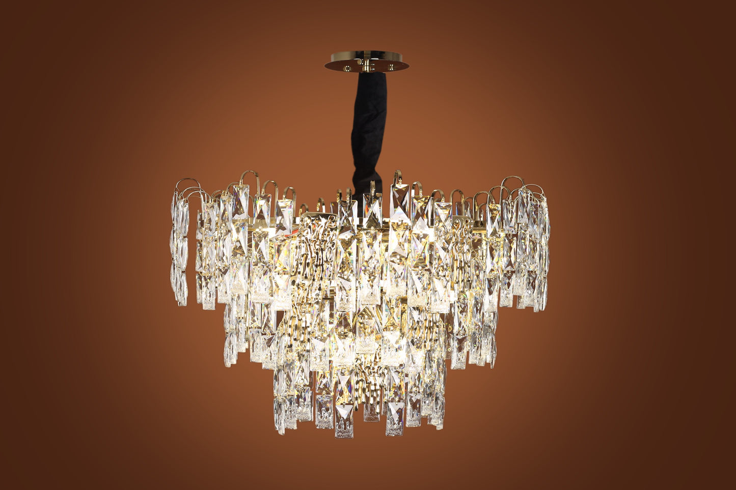 Fountain Round Chandelier, 9 Lights, Metal, 60×70cm - Solitaire Gold