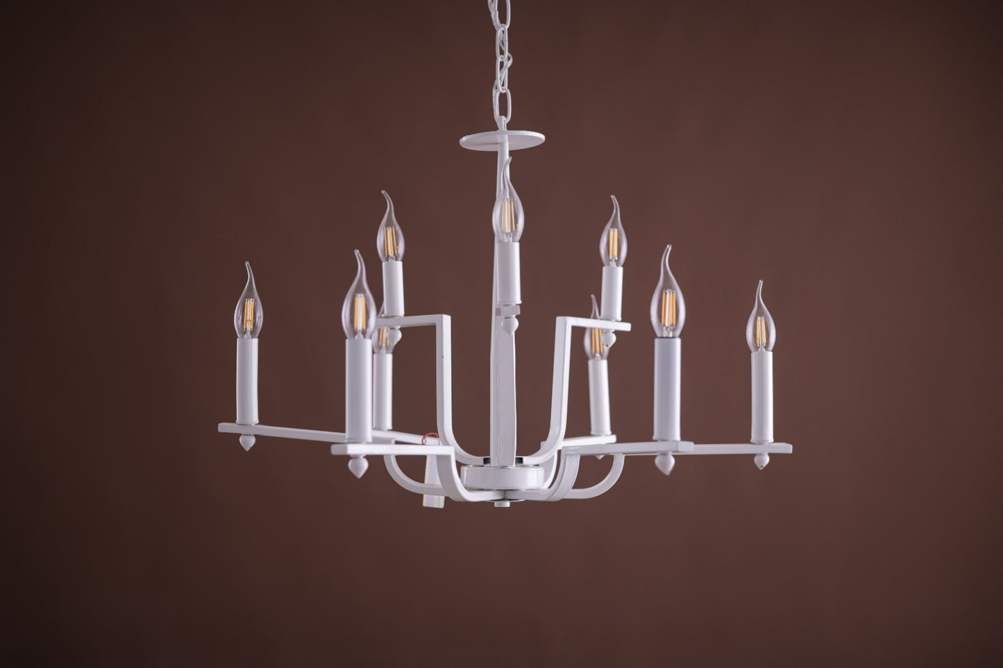 Tubes Round Chandelier, 9 Lights, Metal, 69×60cm - White