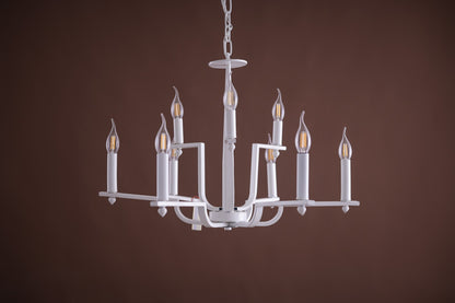 Tubes Round Chandelier, 9 Lights, Metal, 69×60cm - White