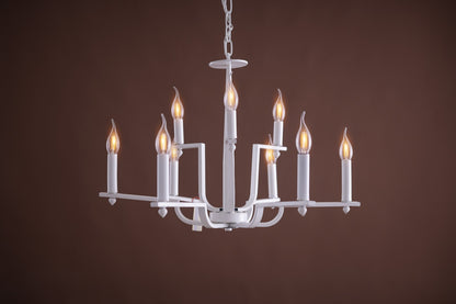 Tubes Round Chandelier, 9 Lights, Metal, 69×60cm - White