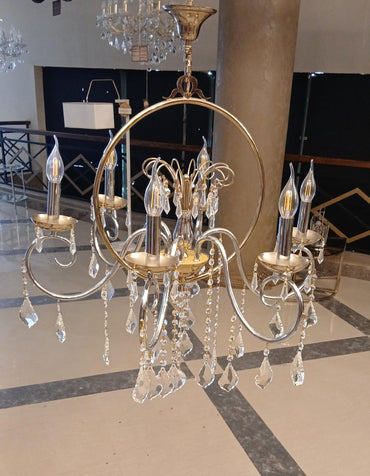 6-Ring Chandelier, 6 Lights, Metal, 69×80cm - Solitaire Gold
