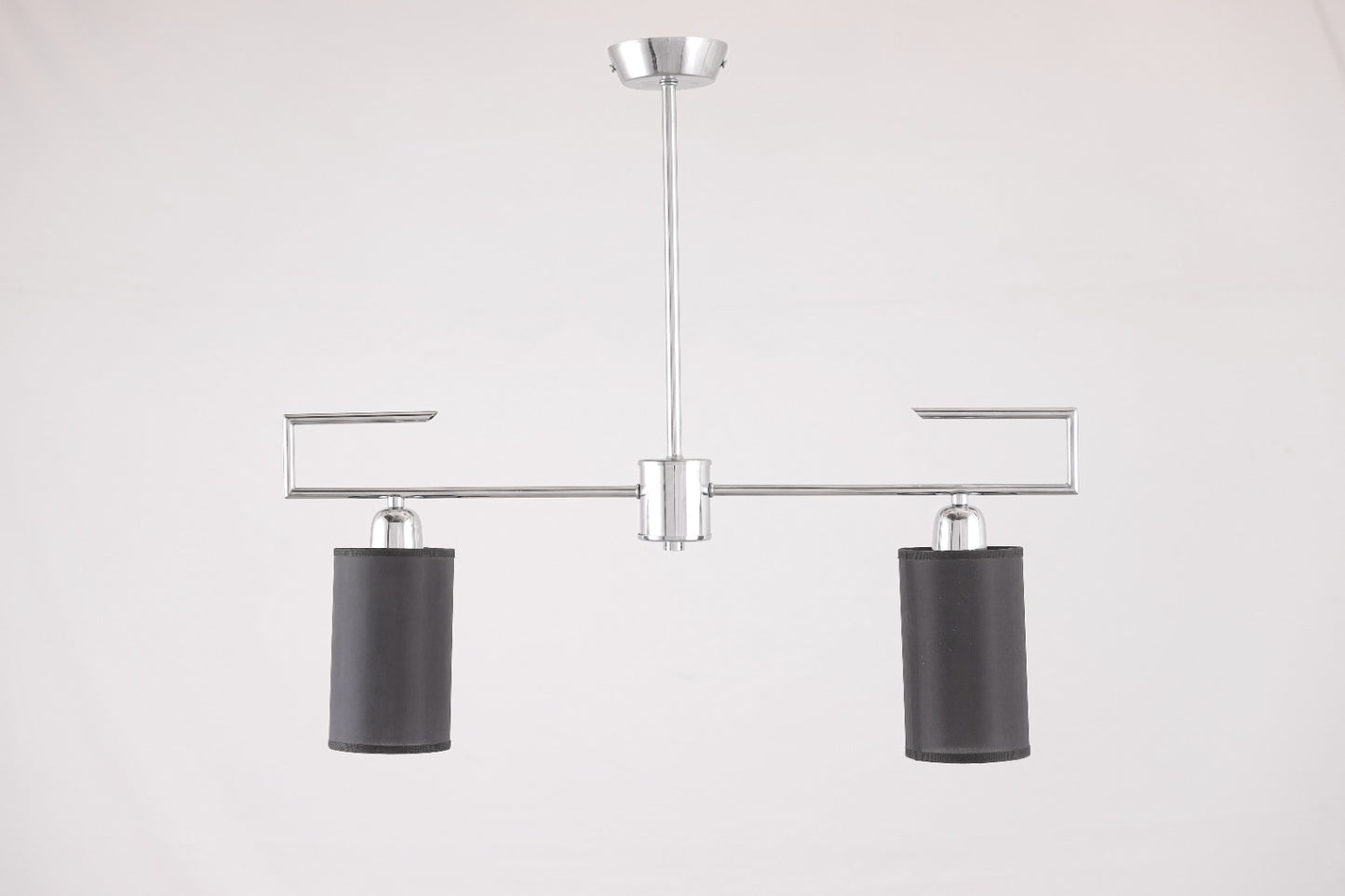 Glass Chandelier, 2 Lights, Metal, 50×45cm - Silver