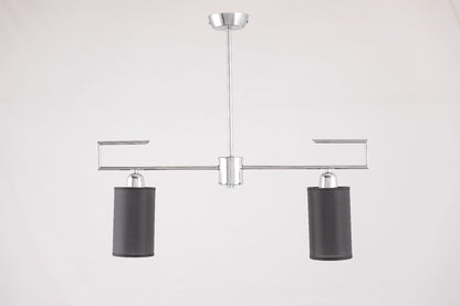 Glass Chandelier, 2 Lights, Metal, 50×45cm - Silver