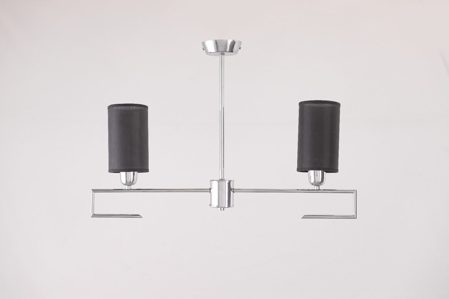 Glass Chandelier, 2 Lights, Metal, 50×45cm - Silver