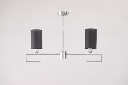 Glass Chandelier, 2 Lights, Metal, 50×45cm - Silver