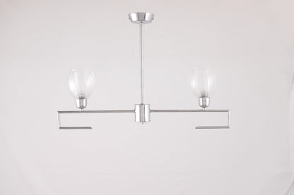 Glass Chandelier, 2 Lights, Metal, 50×45cm - Silver