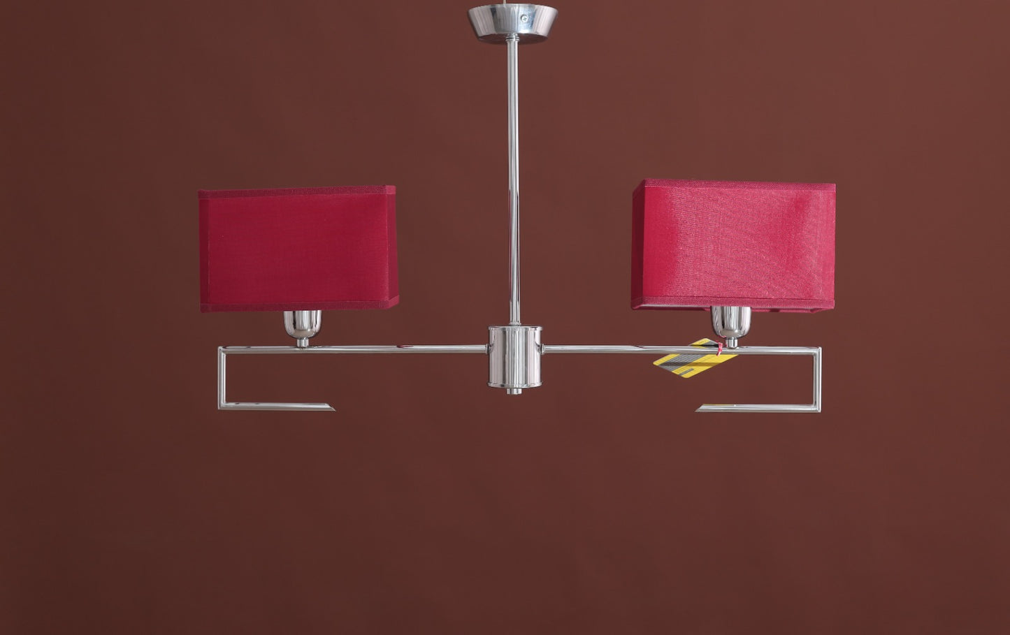 Glass Chandelier, 2 Lights, Metal, 50×45cm - Silver