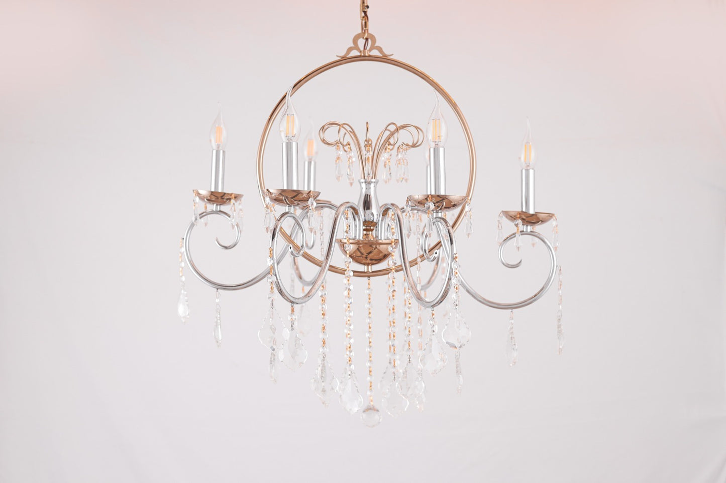 6-Ring Chandelier, 6 Lights, Metal, 69×80cm - Solitaire Gold