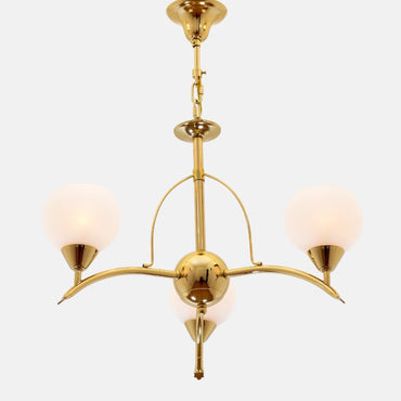 نجفة ميزار، 3 لمبة، معدن، 52×55 سم سوليتير ذهبي من قنديل مصر - Mizar Chandelier, 3 Lights, Metal, 52×55cm Solitaire Gold|Kandil Egypt