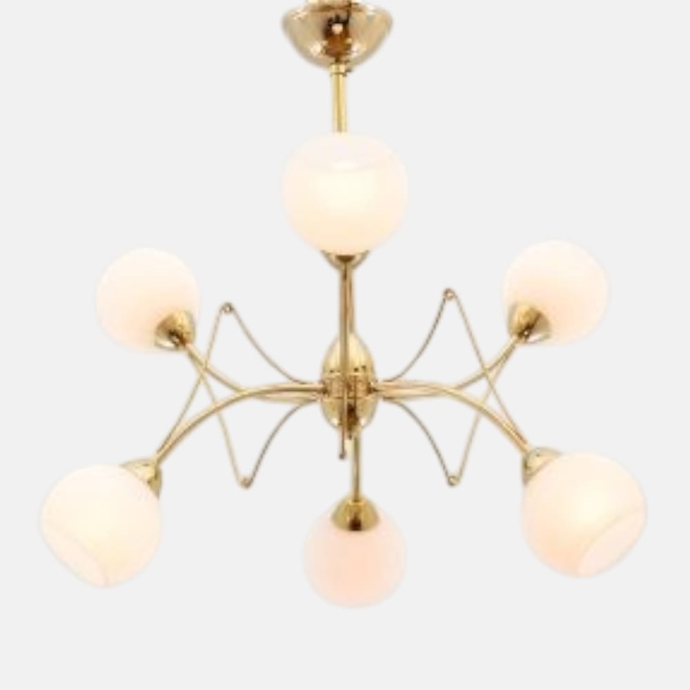 Nevada Chandelier, 6 Lights, Metal, 50×45cm - Solitaire Gold